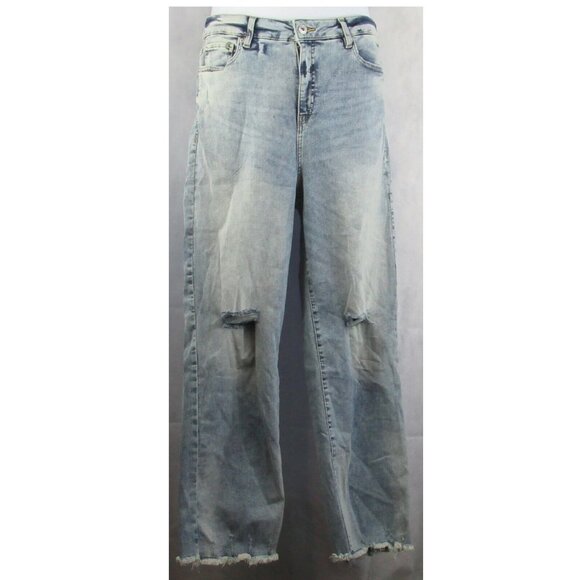 INC Women's High-Rise Ripped Straight-Leg Jeans, Light Blue, Size 4 / 27 Waist - Picture 3 of 4